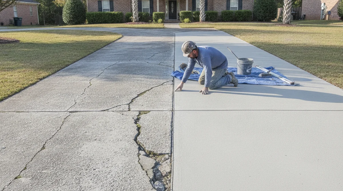 Concrete driveway resurfacing comparison in Orangeburg SC