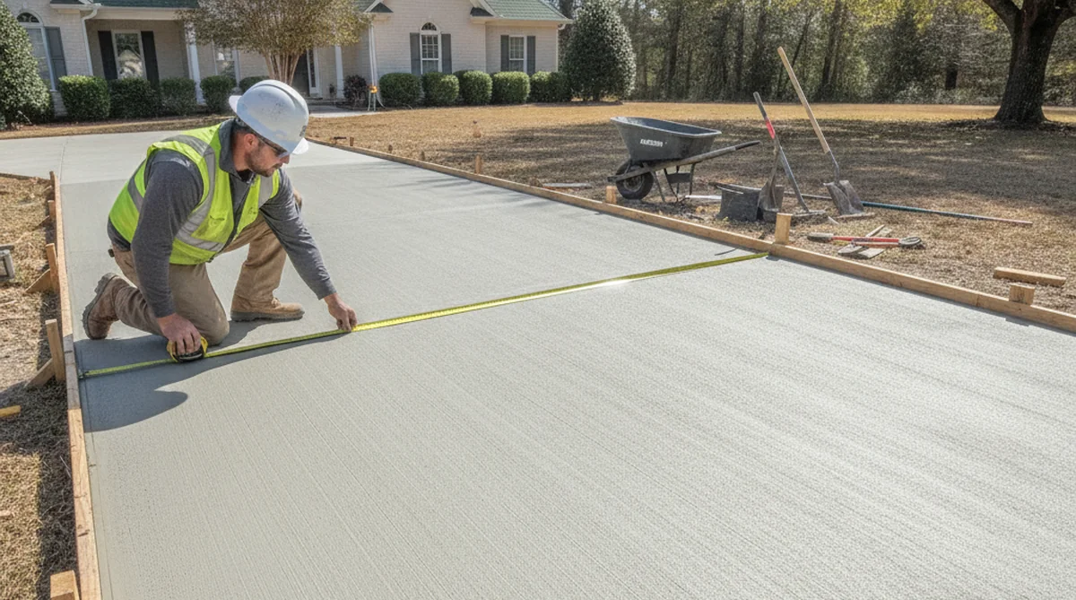 Concrete driveway thickness measurement in Norway SC